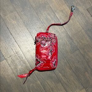 Vera Bradley Red Floral Wristlet with Strap
